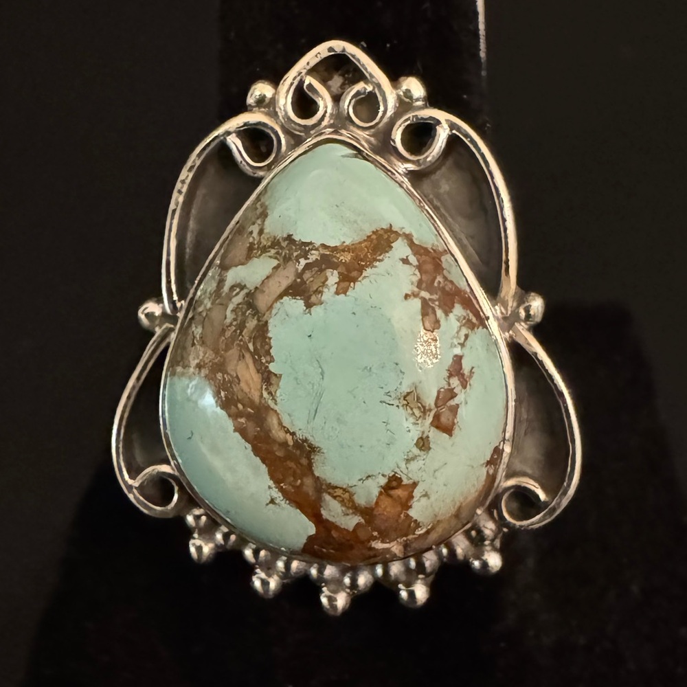 GenuineTurquoise and sterling‎ Silver Statement Ring
